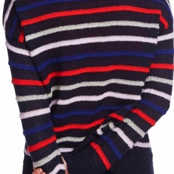 NWT Court & Rowe Striped Navy Crush Crewneck Sweater Small Winter Cold Weather - Picture 2 of 7